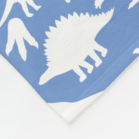 Dinosauruspatroon 01 w. LBlue BG Fleece Deken (Hoek)