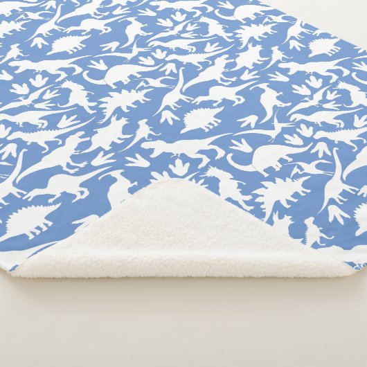 Dinosauruspatroon 01 w. LBlue BG Sherpa Deken (3/4)