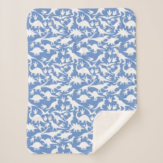 Dinosauruspatroon 01 w. LBlue BG Sherpa Deken (Voorkant)