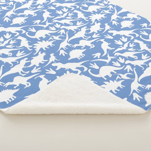 Dinosauruspatroon 01 w. LBlue BG Sherpa Deken (3/4)