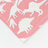Dinosauruspatroon 01 w. Roze BG Fleece Deken (Hoek)