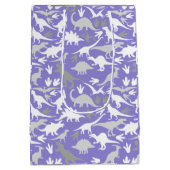 Dinosauruspatroon 01A LPurple BG Medium Cadeauzakje (Achterkant)
