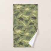Dinosauruspatroon, dinosaurussilhouet, groene dino bad handdoek (Handdoek)
