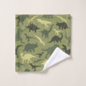 Dinosauruspatroon, dinosaurussilhouet, groene dino bad handdoek (Wasdoekje)