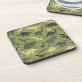 Dinosauruspatroon, dinosaurussilhouet, groene dino bier onderzetter (Linkerzijde)