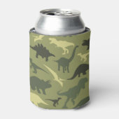 Dinosauruspatroon, dinosaurussilhouet, groene dino blikjeskoeler (Blikje Voorkant)