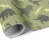 Dinosauruspatroon, dinosaurussilhouet, groene dino cadeaupapier (Rol Hoek)