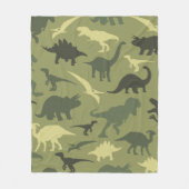 Dinosauruspatroon, dinosaurussilhouet, groene dino fleece deken (Voorkant)