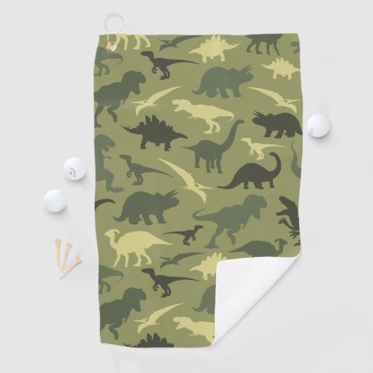 Dinosauruspatroon, dinosaurussilhouet, groene dino golfhanddoek (Insitu)
