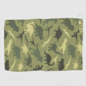 Dinosauruspatroon, dinosaurussilhouet, groene dino golfhanddoek (Horizontaal)