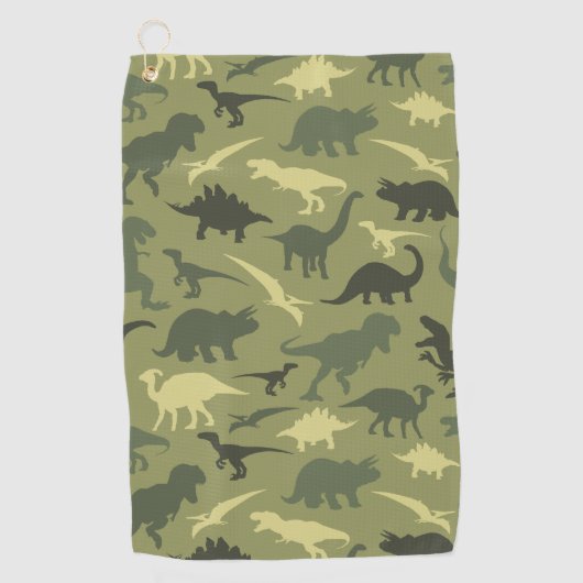 Dinosauruspatroon, dinosaurussilhouet, groene dino golfhanddoek (Voorkant)