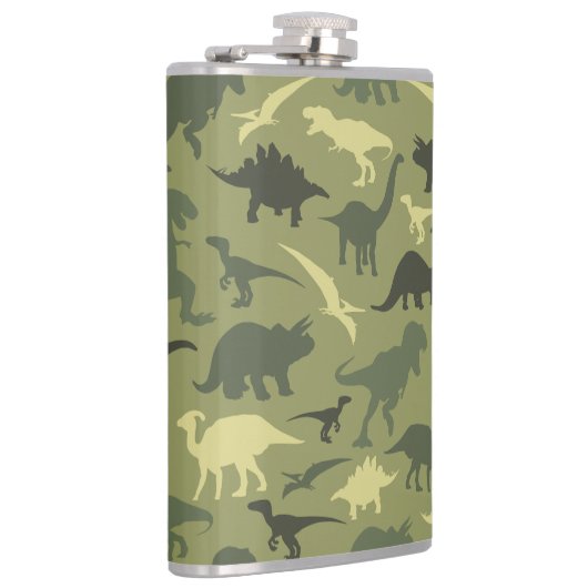 Dinosauruspatroon, dinosaurussilhouet, groene dino heupfles (Rechts)