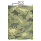 Dinosauruspatroon, dinosaurussilhouet, groene dino heupfles (Voorkant)