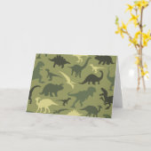 Dinosauruspatroon, dinosaurussilhouet, groene dino kaart (Gele Bloem)