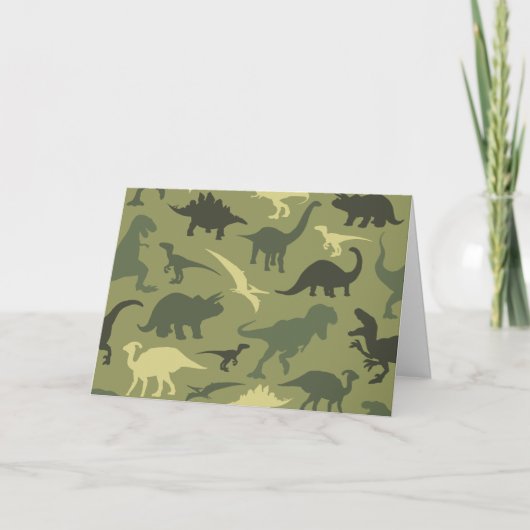 Dinosauruspatroon, dinosaurussilhouet, groene dino kaart (Voorkant)