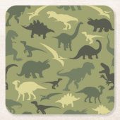 Dinosauruspatroon, dinosaurussilhouet, groene dino kartonnen onderzetters (Voorkant)