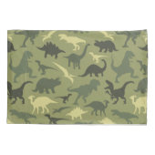 Dinosauruspatroon, dinosaurussilhouet, groene dino kussensloop (Achterkant)