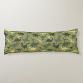 Dinosauruspatroon, dinosaurussilhouet, groene dino lichaamskussen (Achterkant)