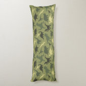 Dinosauruspatroon, dinosaurussilhouet, groene dino lichaamskussen (Achterkant (Verticaal))