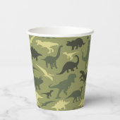 Dinosauruspatroon, dinosaurussilhouet, groene dino papieren bekers (Achterkant)