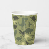 Dinosauruspatroon, dinosaurussilhouet, groene dino papieren bekers (Rechts)
