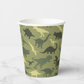 Dinosauruspatroon, dinosaurussilhouet, groene dino papieren bekers (Voorkant)