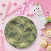 Dinosauruspatroon, dinosaurussilhouet, groene dino papieren bordje (Feest)