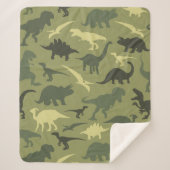 Dinosauruspatroon, dinosaurussilhouet, groene dino sherpa deken (Voorkant)