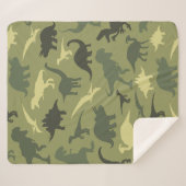 Dinosauruspatroon, dinosaurussilhouet, groene dino sherpa deken (Voorkant (horizontaal))