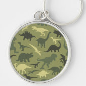 Dinosauruspatroon, dinosaurussilhouet, groene dino sleutelhanger (Voorkant)