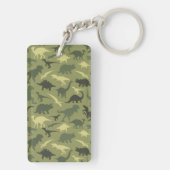 Dinosauruspatroon, dinosaurussilhouet, groene dino sleutelhanger (achterkant)