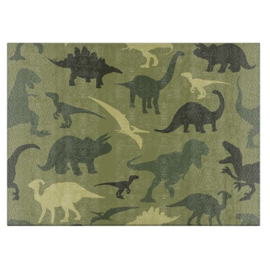 Dinosauruspatroon, dinosaurussilhouet, groene dino snijplank (Voorkant)
