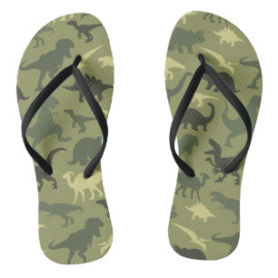 Dinosauruspatroon, dinosaurussilhouet, groene dino teenslippers