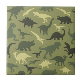 Dinosauruspatroon, dinosaurussilhouet, groene dino tegeltje