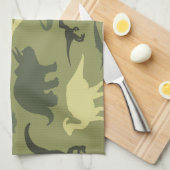 Dinosauruspatroon, dinosaurussilhouet, groene dino theedoek (Quarter Fold)