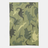 Dinosauruspatroon, dinosaurussilhouet, groene dino theedoek (Verticaal)