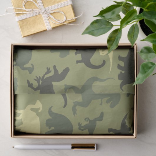 Dinosauruspatroon, dinosaurussilhouet, groene dino tissuepapier (Geschenk)