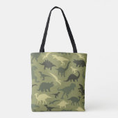Dinosauruspatroon, dinosaurussilhouet, groene dino tote bag (Achterkant)