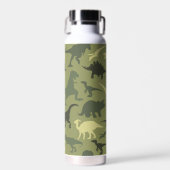 Dinosauruspatroon, dinosaurussilhouet, groene dino waterfles (Voorkant)