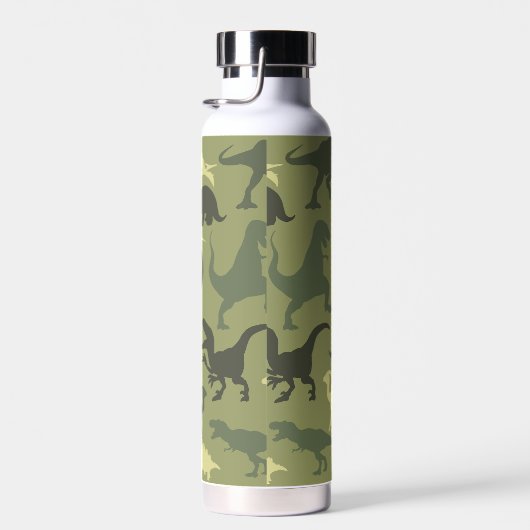 Dinosauruspatroon, dinosaurussilhouet, groene dino waterfles (Rechts)
