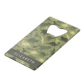 Dinosauruspatroon, Dinosaurussilhouet, Jouw naam Creditkaart Flessenopener (Achterkant Gekanteld)