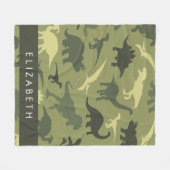 Dinosauruspatroon, Dinosaurussilhouet, Jouw naam Fleece Deken (Voorkant (Horizontaal))