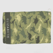 Dinosauruspatroon, Dinosaurussilhouet, Jouw naam Golfhanddoek (Horizontaal)