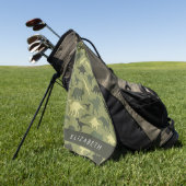 Dinosauruspatroon, Dinosaurussilhouet, Jouw naam Golfhanddoek (Groen)