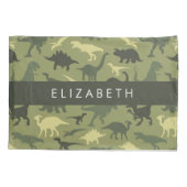 Dinosauruspatroon, Dinosaurussilhouet, Jouw naam Kussensloop (Achterkant)