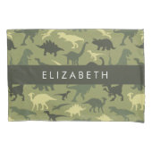 Dinosauruspatroon, Dinosaurussilhouet, Jouw naam Kussensloop (Voorkant)