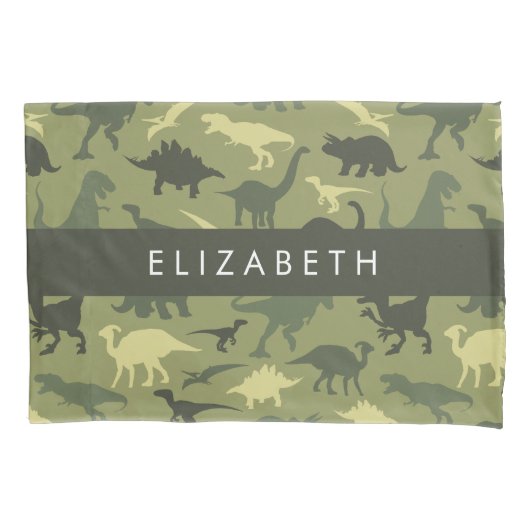 Dinosauruspatroon, Dinosaurussilhouet, Jouw naam Kussensloop (Voorkant)