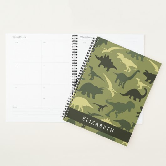 Dinosauruspatroon, Dinosaurussilhouet, Jouw naam Planner (Display)