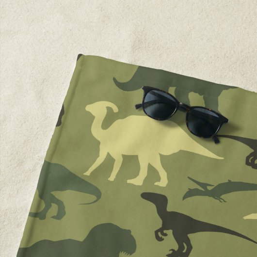 Dinosauruspatroon, Dinosaurussilhouet, Jouw naam Strandlaken (In situ)