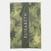 Dinosauruspatroon, Dinosaurussilhouet, Jouw naam Theedoek (Verticaal)